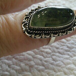 Natural MOSS AGATE Handmade Sterling 925 Ring Size 9.25 #406E